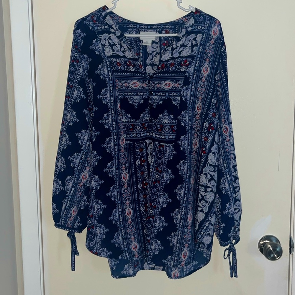 Blue Patterned Blouse